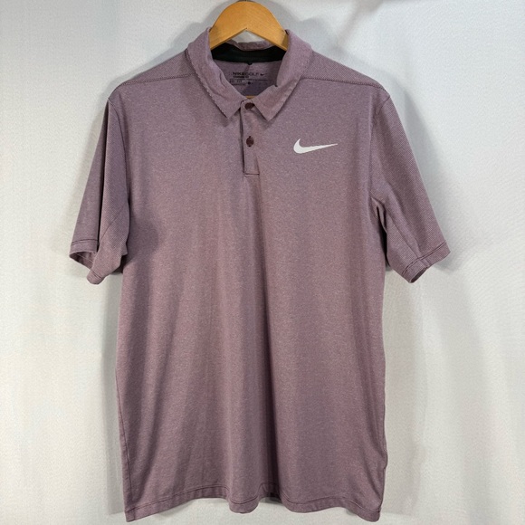 Nike Golf Dri-Fit Polo Shirt Men’s Large Standard Fit Purple Striped - Picture 1 of 4